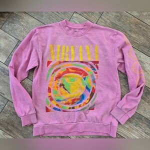Nirvana Urban Outfitters Pink Graphic Sweatshirt Smiley Sz Medium